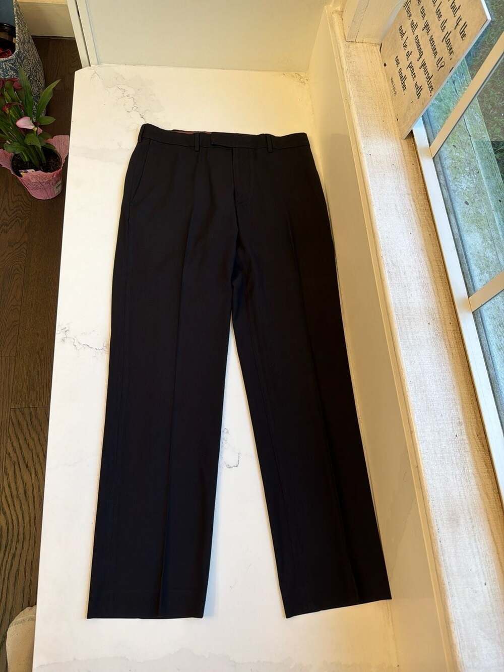 Kasper men’s Dark Navy Textured Straight Leg Dress Pants Size 32/32